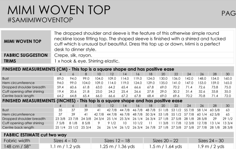 Style ARC - Mimi Woven Top (Sizes 4 - 16) Sewing Pattern