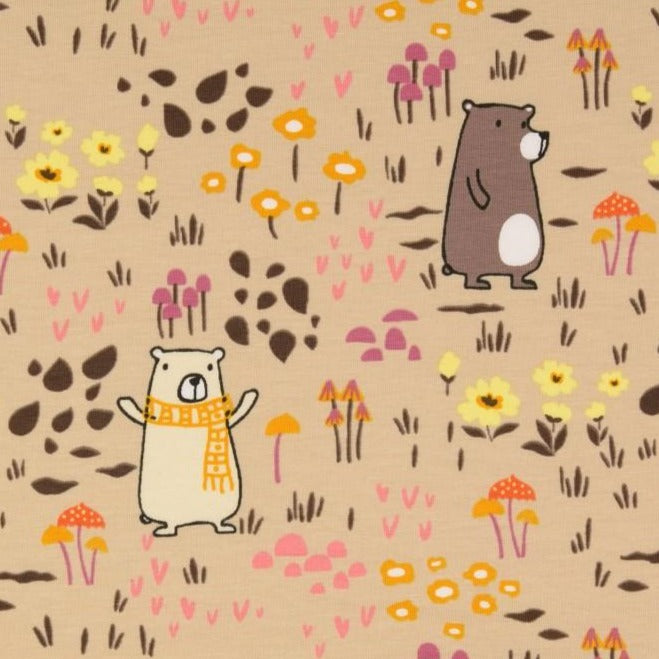 Happy Bears Sand Cotton Jersey Fabric
