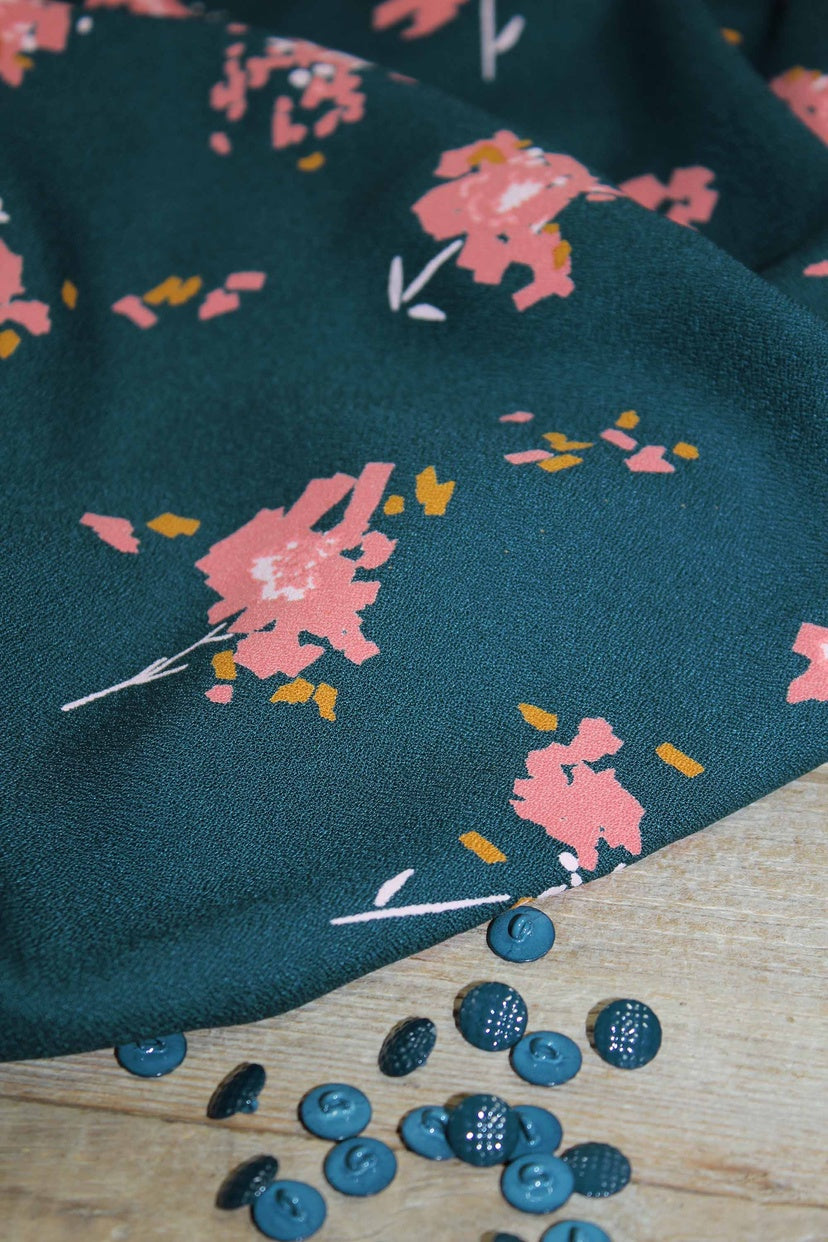 Églantine & Zoé - Ocella Dark Lagoon Viscose Crepe Fabric