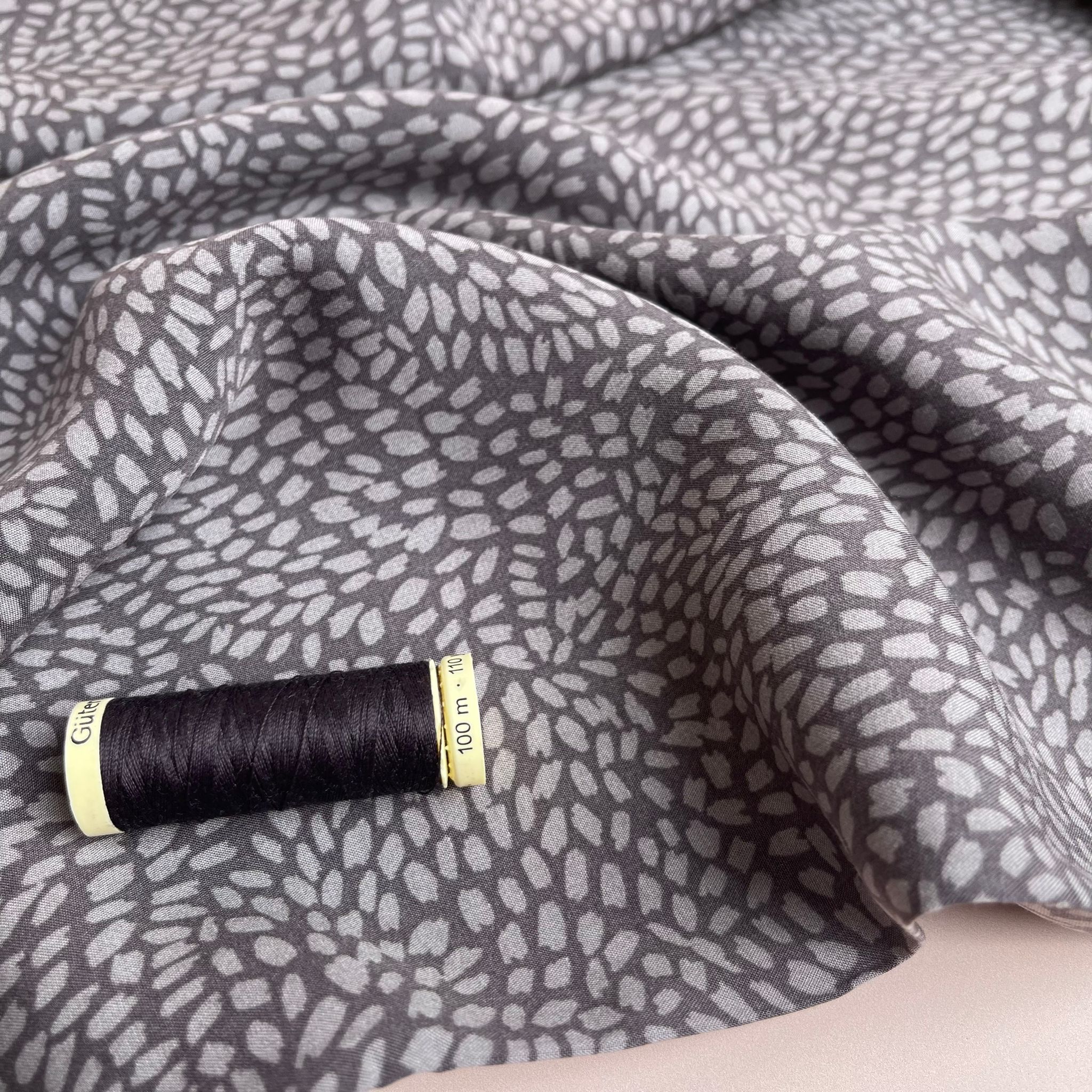 REMNANT 0.3 Metre - Dense Shapes in Taupe Viscose / Rayon Fabric
