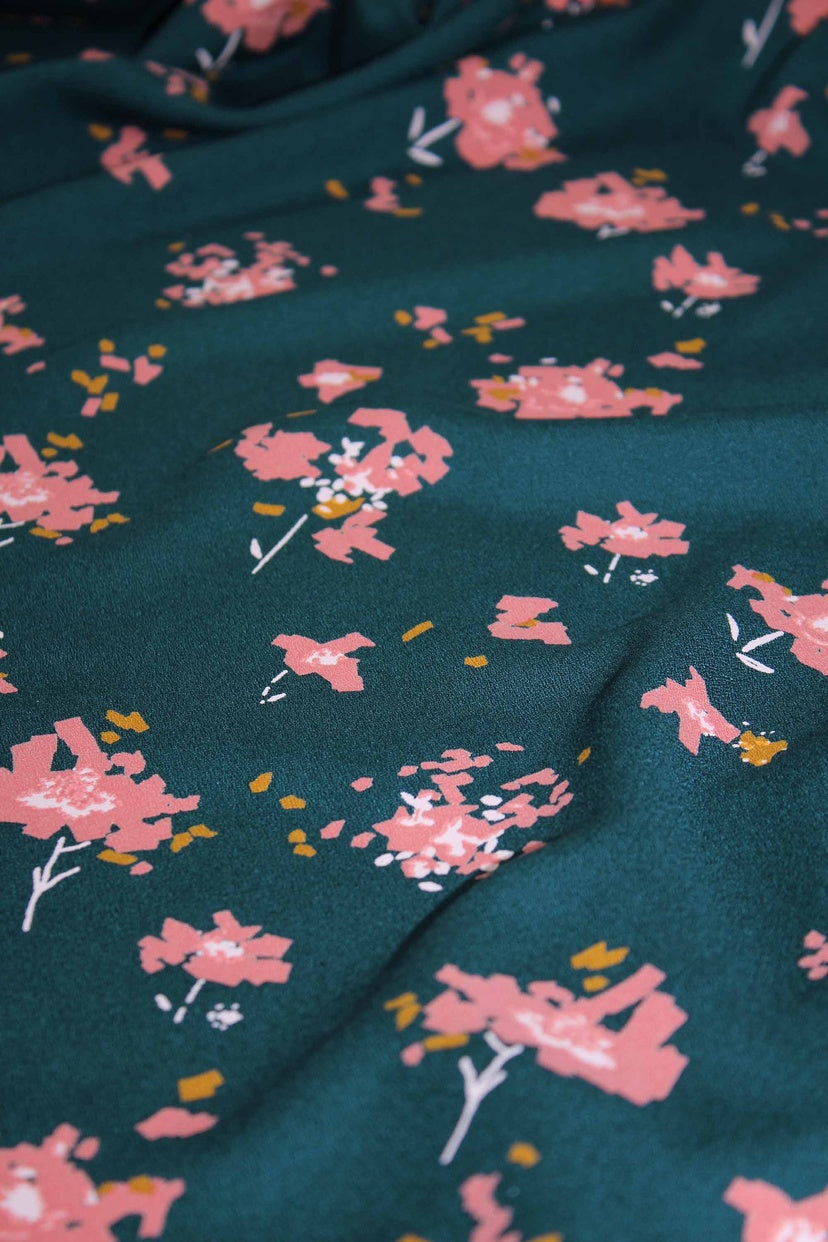 Églantine & Zoé - Ocella Dark Lagoon Viscose Crepe Fabric