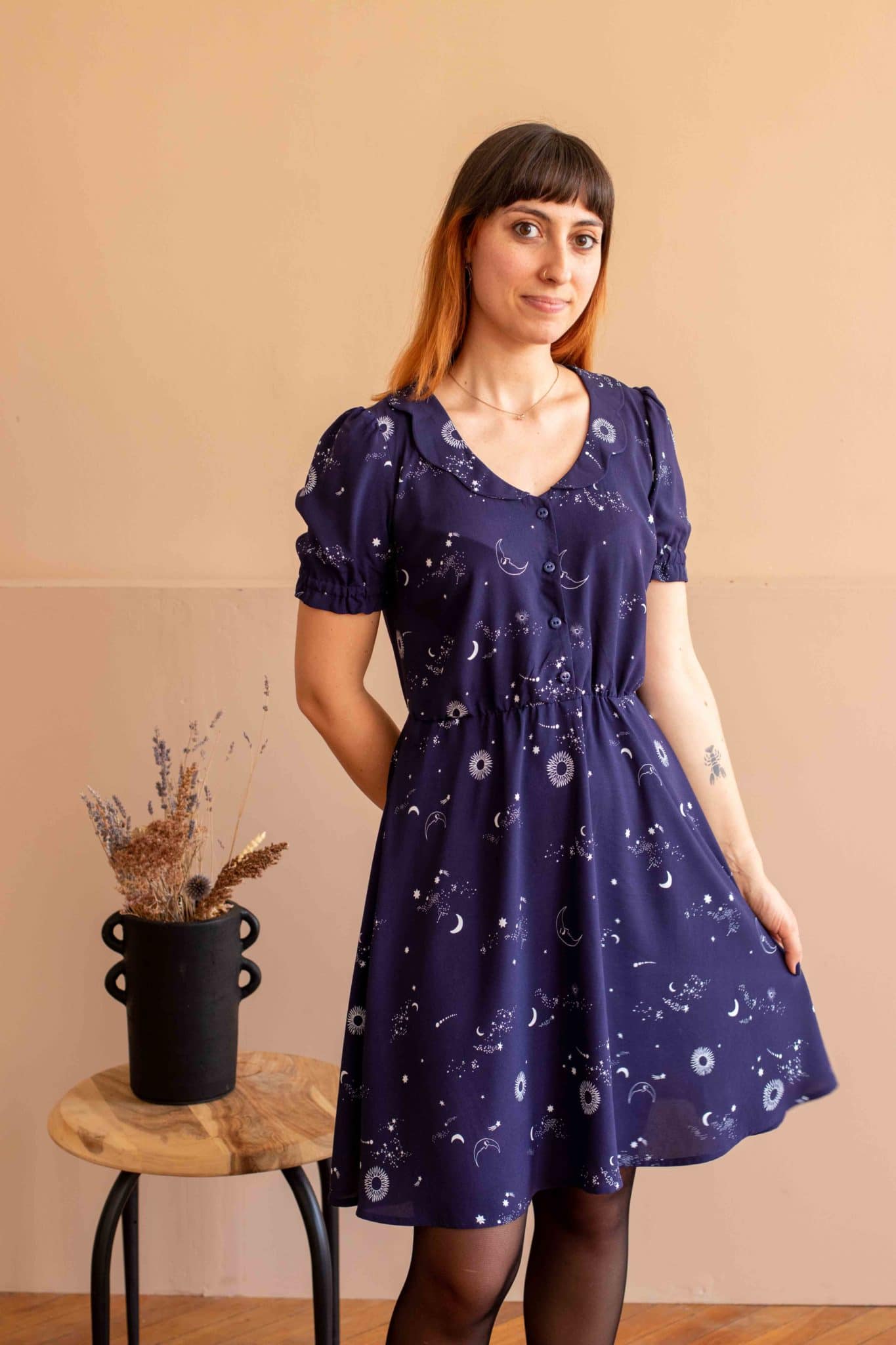 Sewing Kit - Lise Tailor Comete Dress & Blouse in Midnight Blooms