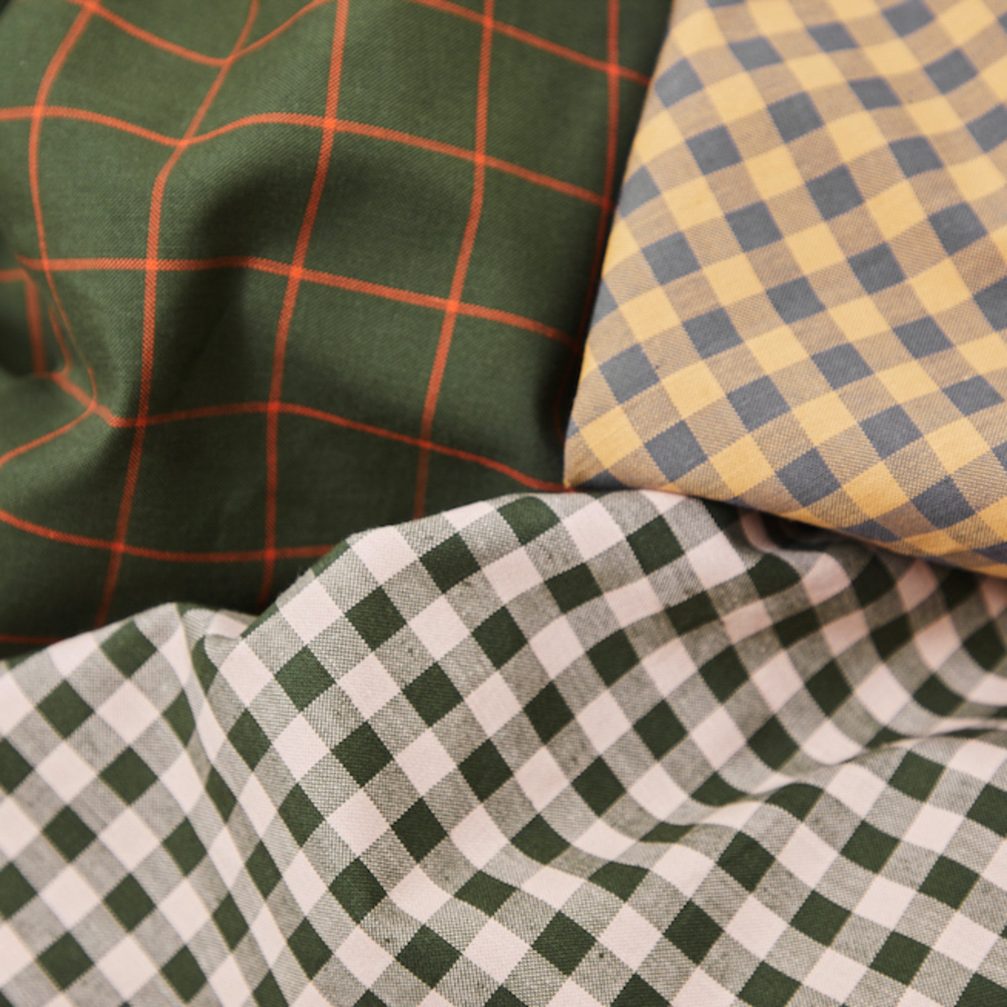 Mind the Maker - Organic Cotton Oxford Gingham - Dry mustard / Calm grey