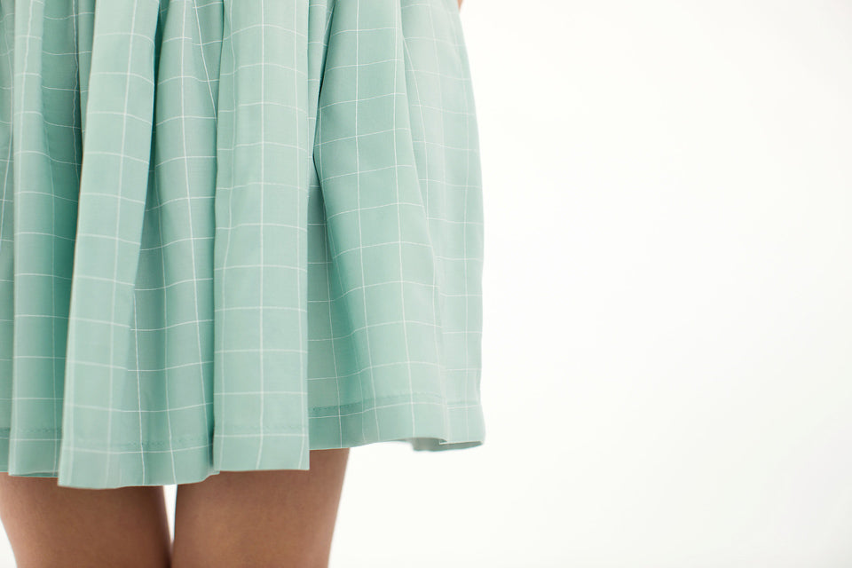 See You At Six - Thin Grid Harbour Green Viscose Rayon