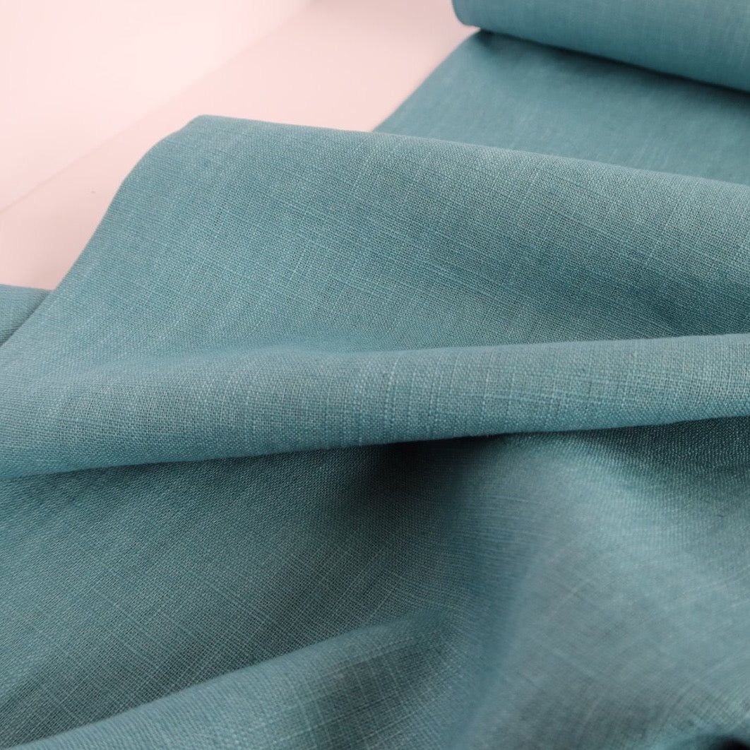 Breeze Light Teal - Enzyme Washed Linen Cotton Fabric