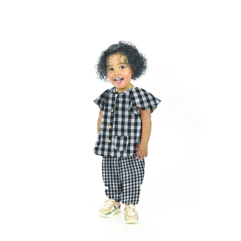 Reversible Gingham Cotton Double Gauze in Black