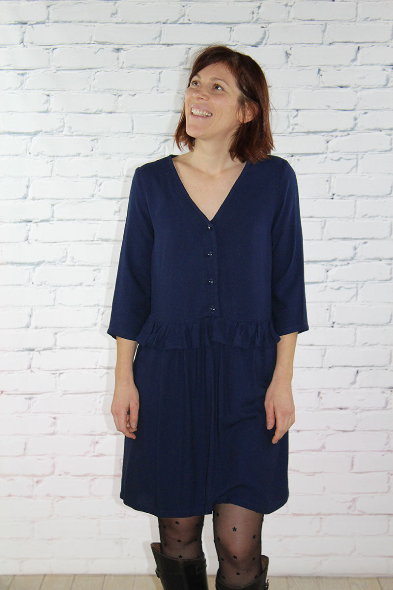 Églantine & Zoé - Navy Blue Viscose Crepe Fabric