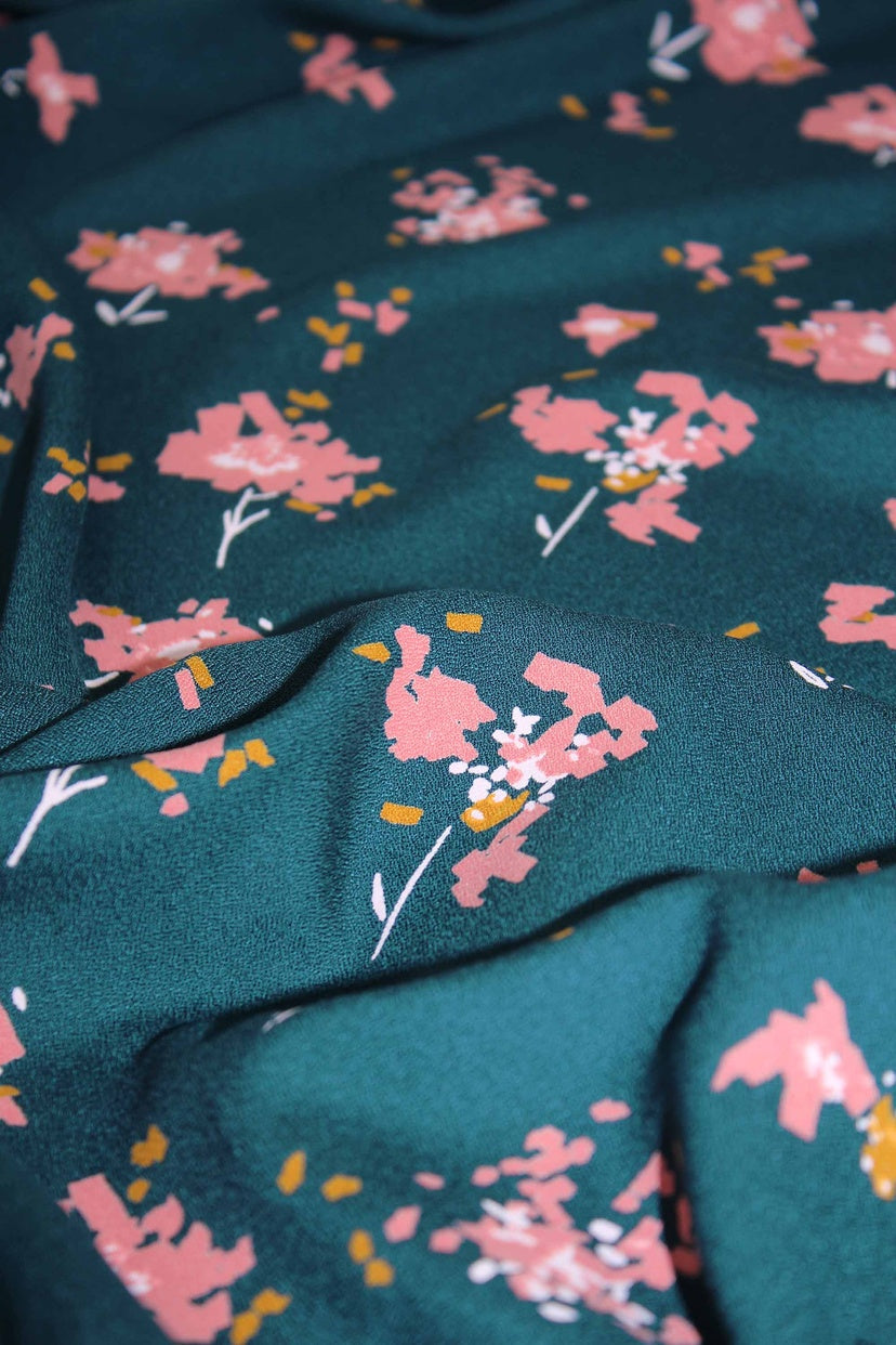 Églantine & Zoé - Ocella Dark Lagoon Viscose Crepe Fabric