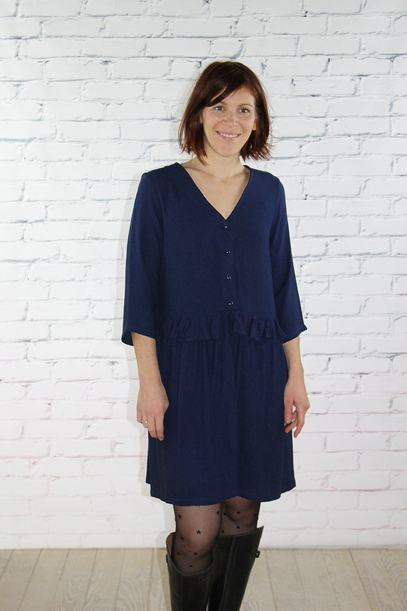 Églantine & Zoé - Navy Blue Viscose Crepe Fabric