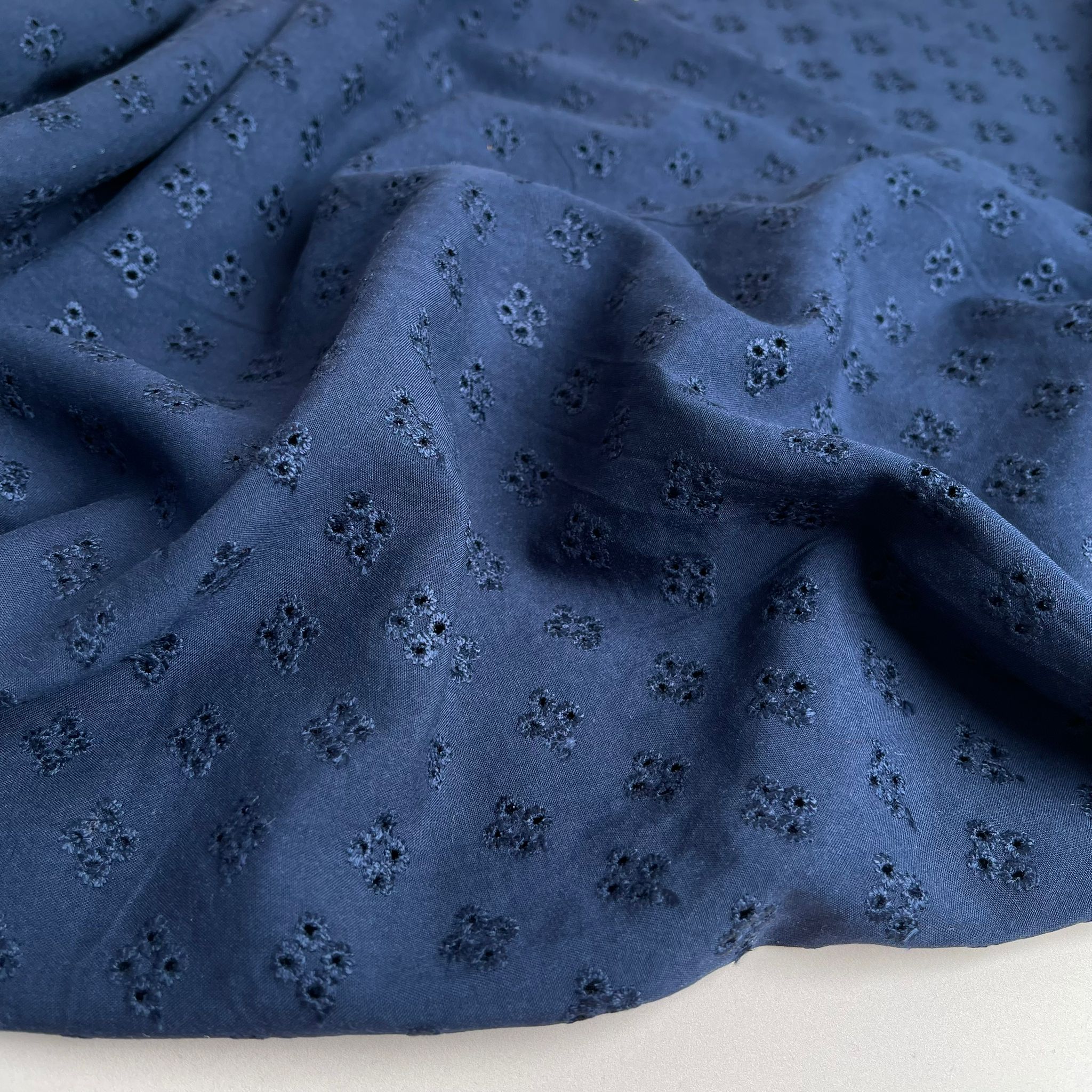 Sweet Flowers Navy Embroidered Viscose
