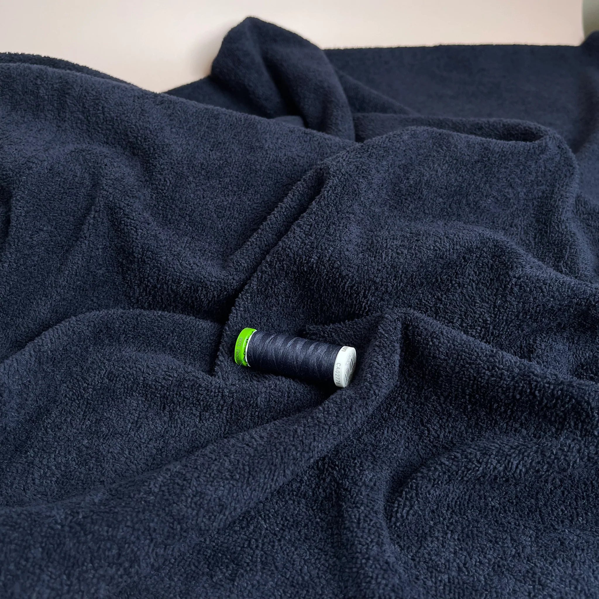 Sewing Kit - LAHJA Unisex Dressing Gown in Navy Soft Velvet Terry Towelling