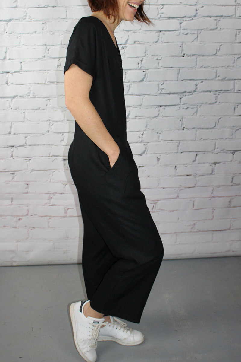 REMNANT 0.51 Metre - Églantine & Zoé - Solid Black Viscose Twill Fabric