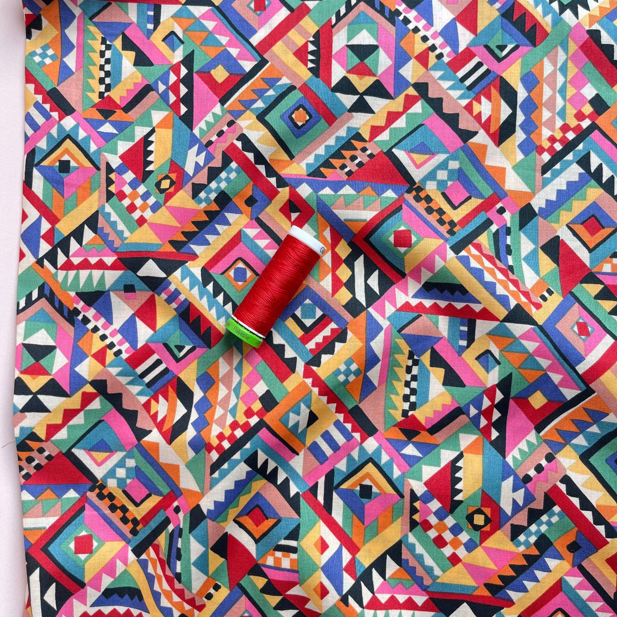 Rainbow Aztec Cotton Lawn Fabric