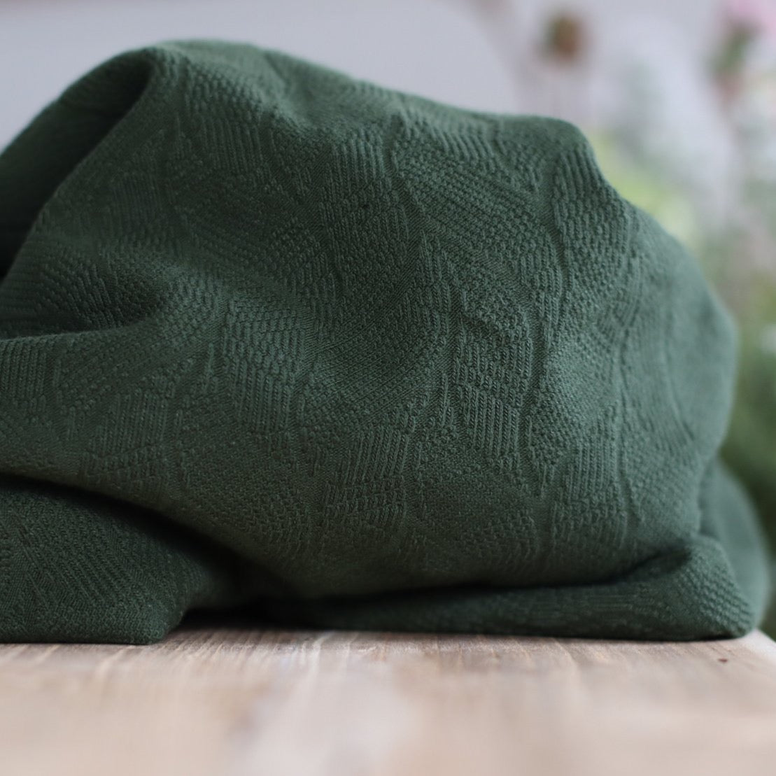Mind The MAKER - Organic Leaf Jacquard Knit in Khaki Green