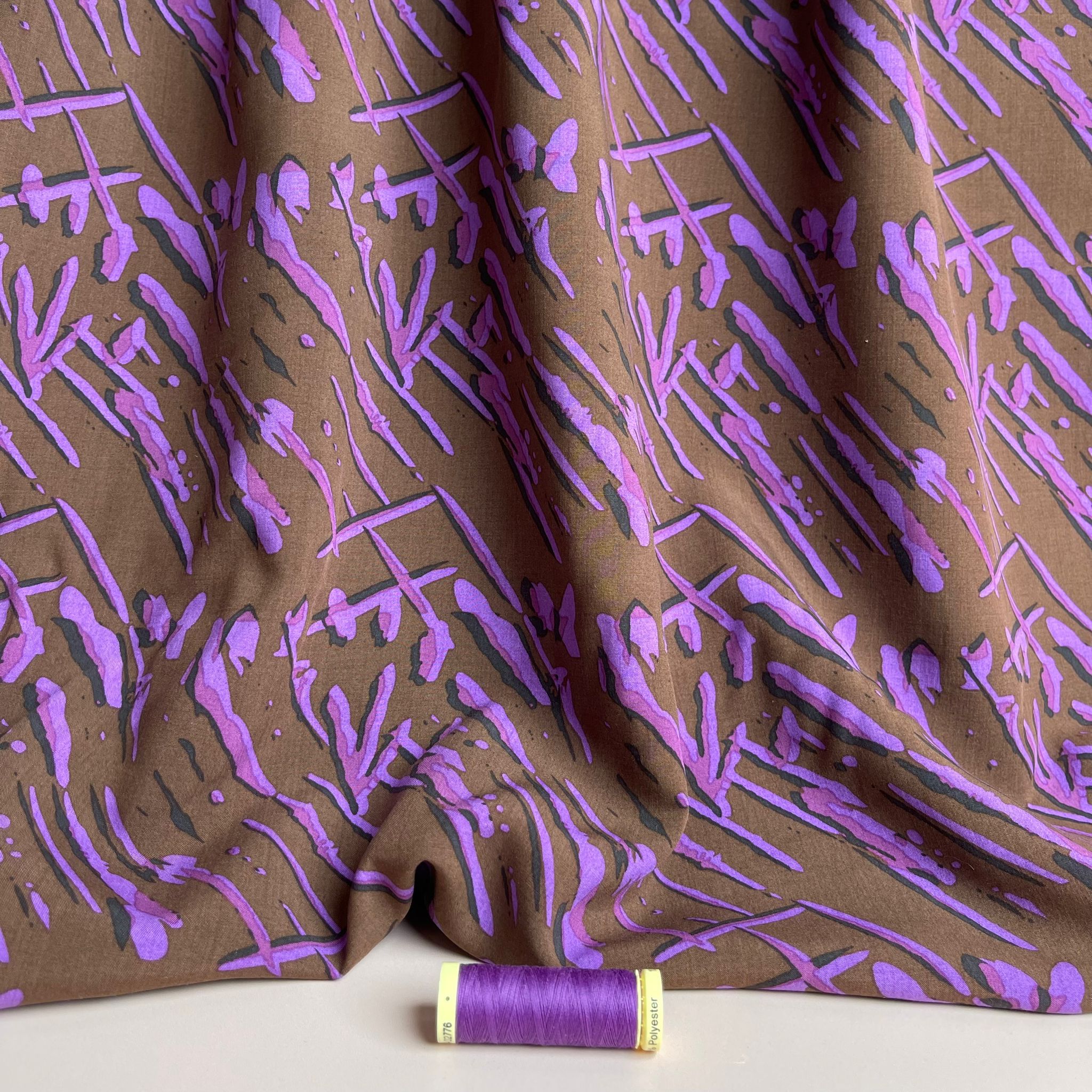Retro Elora Brown Viscose with TENCEL™ Lyocell Fabric