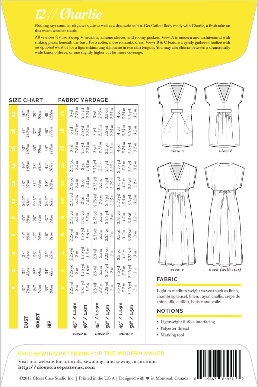 Closet Core - Charlie Caftan Sewing Pattern