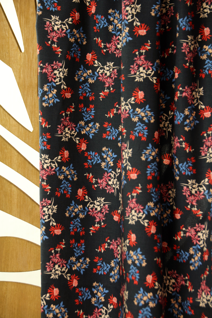 REMNANT 2.07 Metres - Atelier Jupe - Dried Flower Print Cotton-Stretch Fabric