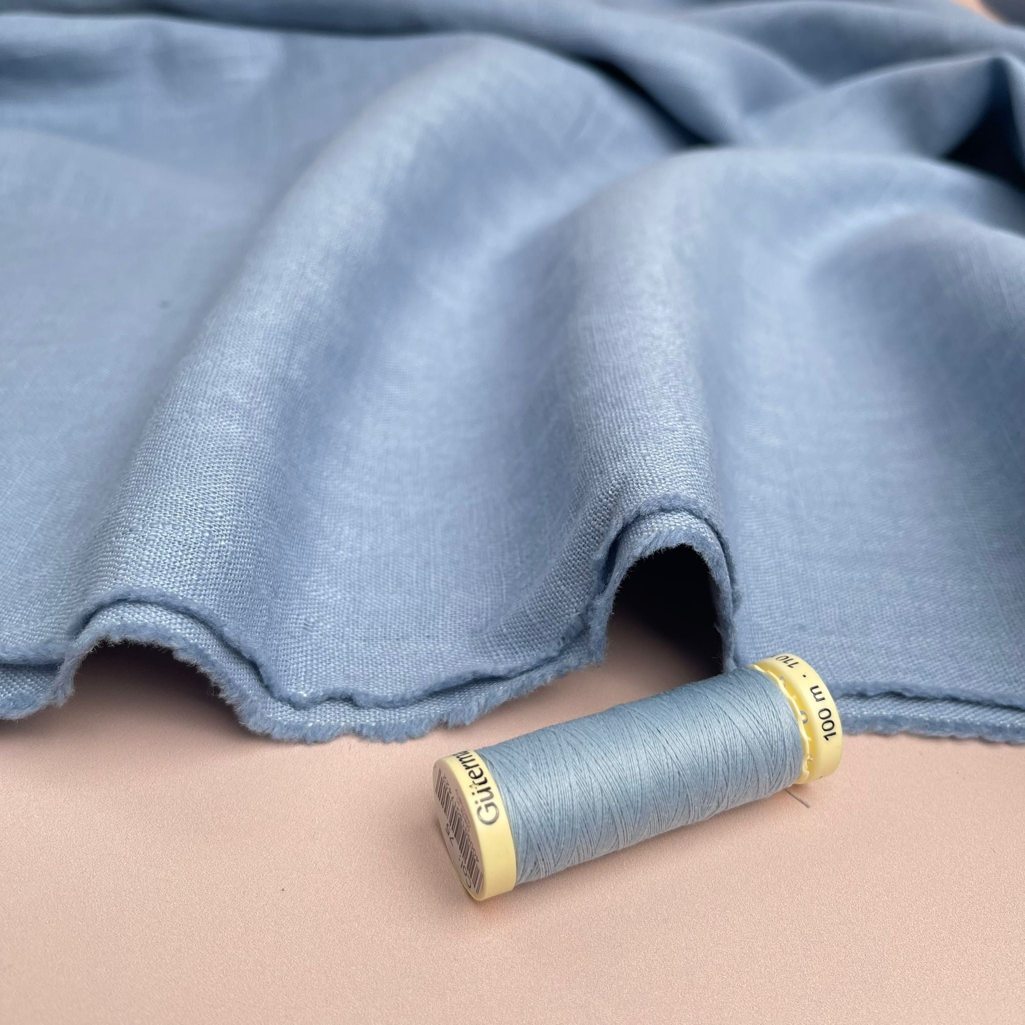 REMNANT 0.47 Metre - Breeze Light Blue - Enzyme Washed Pure Linen Fabric