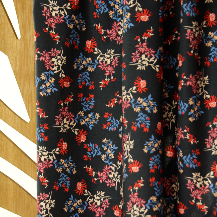 REMNANT 2.07 Metres - Atelier Jupe - Dried Flower Print Cotton-Stretch Fabric
