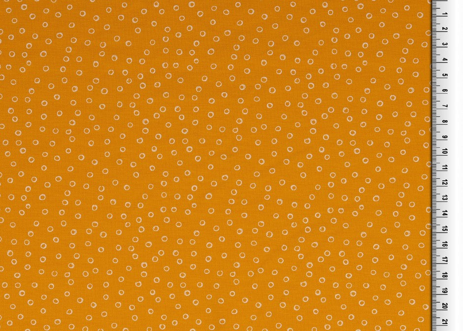 REMNANT 0.97 Metre - Doodle Circles Yellow Cotton Jersey Fabric