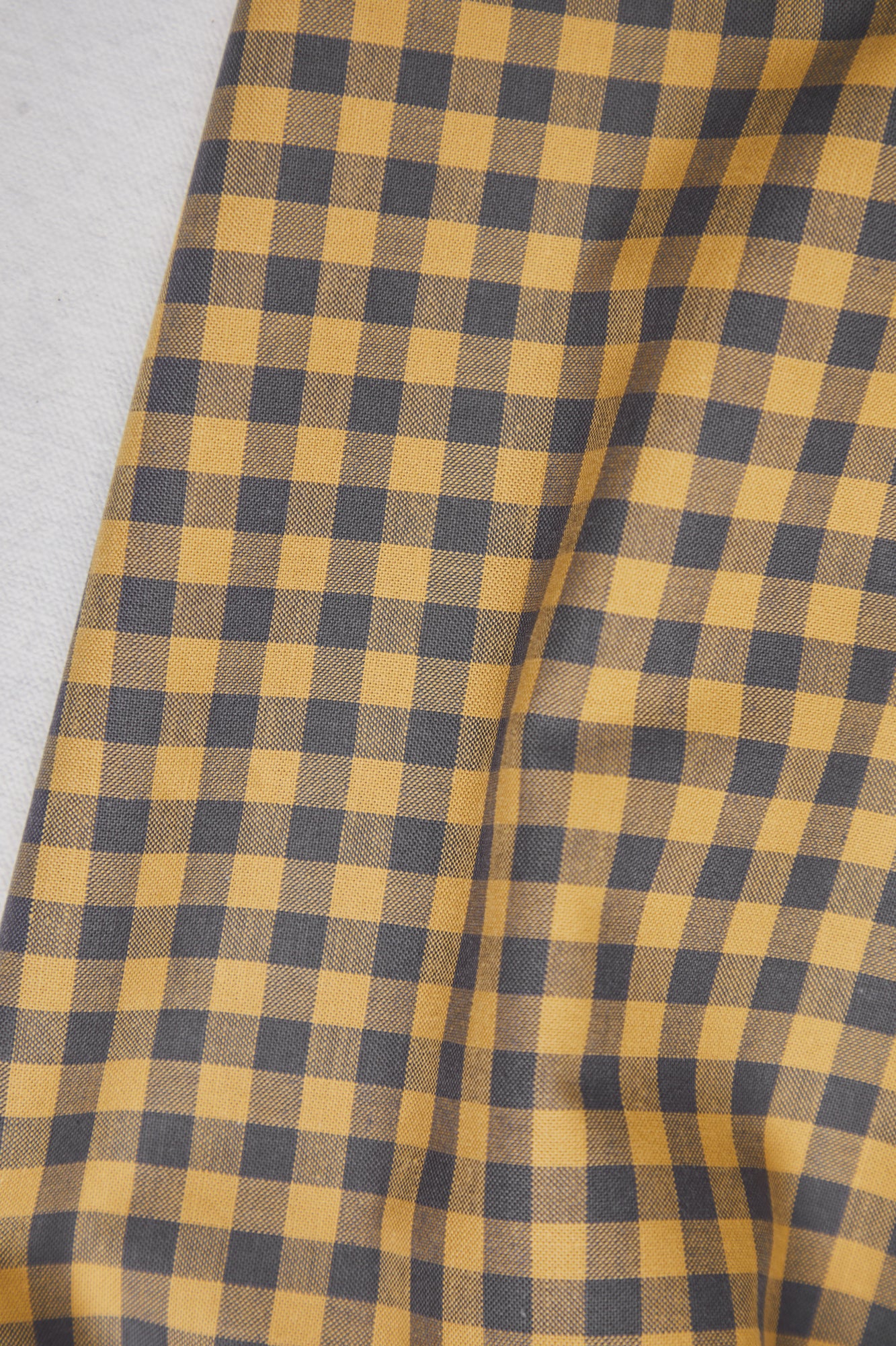 Mind the Maker - Organic Cotton Oxford Gingham - Dry mustard / Calm grey