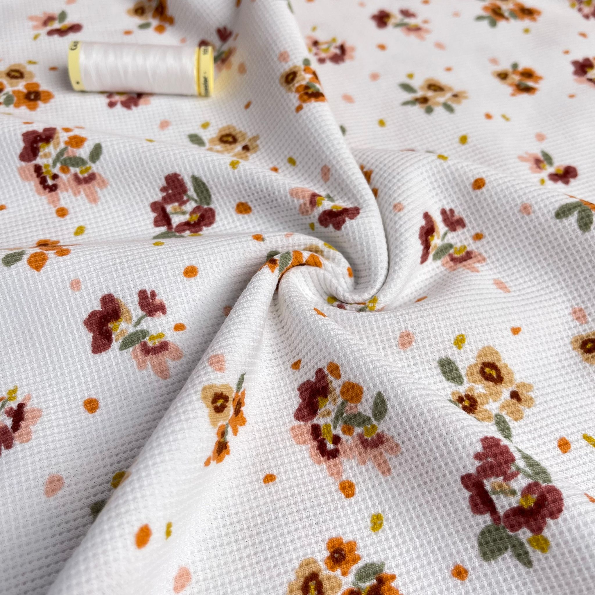 REMNANT 1.24 Metres- Autumn Posey Cotton Waffle Jersey