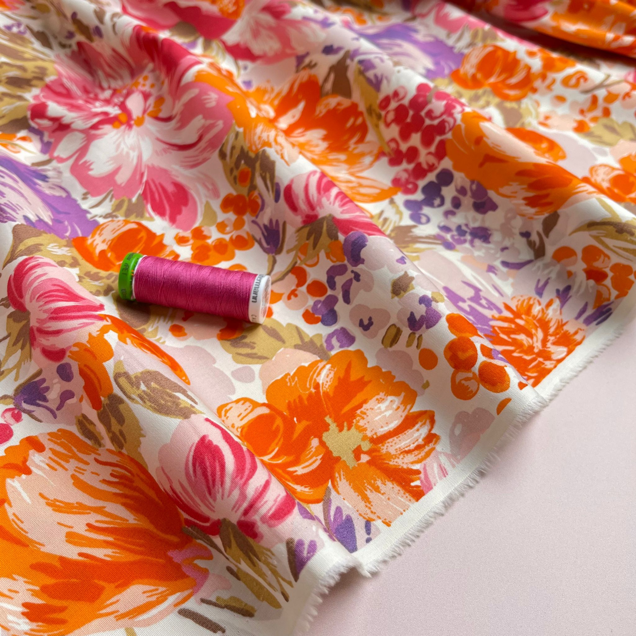 Watercolour Bouquet Cotton Poplin Fabric