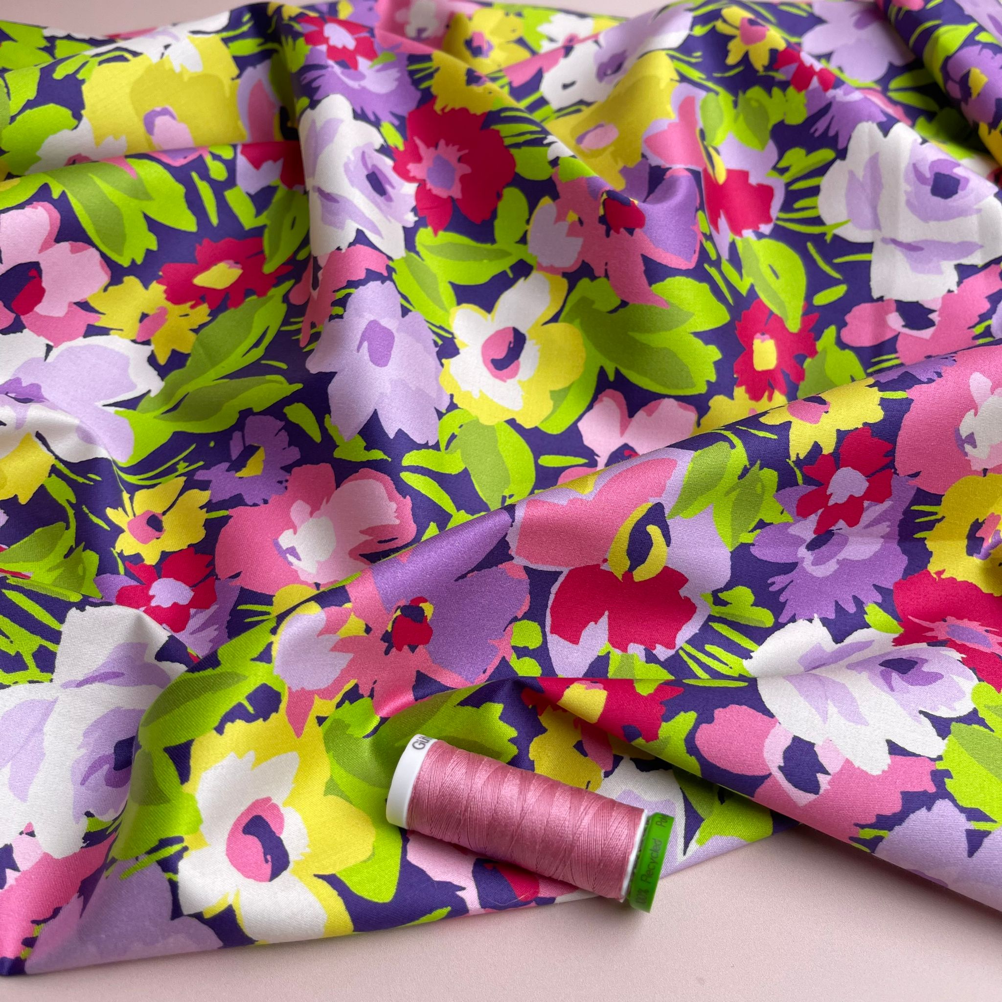 Spring Meadow Cotton Sateen Fabric