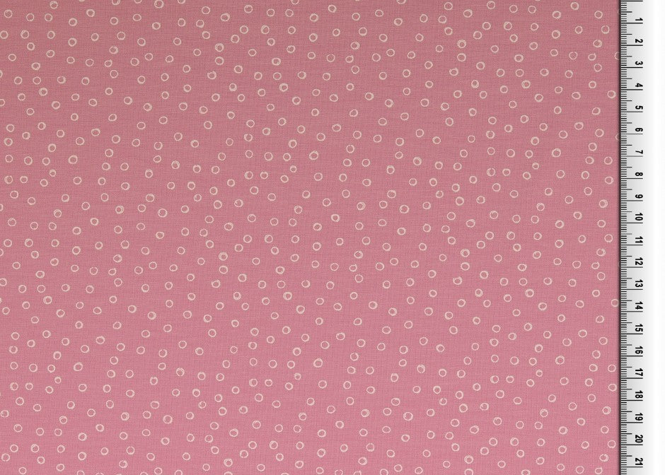 REMNANT 2.03 Metres - Doodle Circles Pink Cotton Jersey Fabric