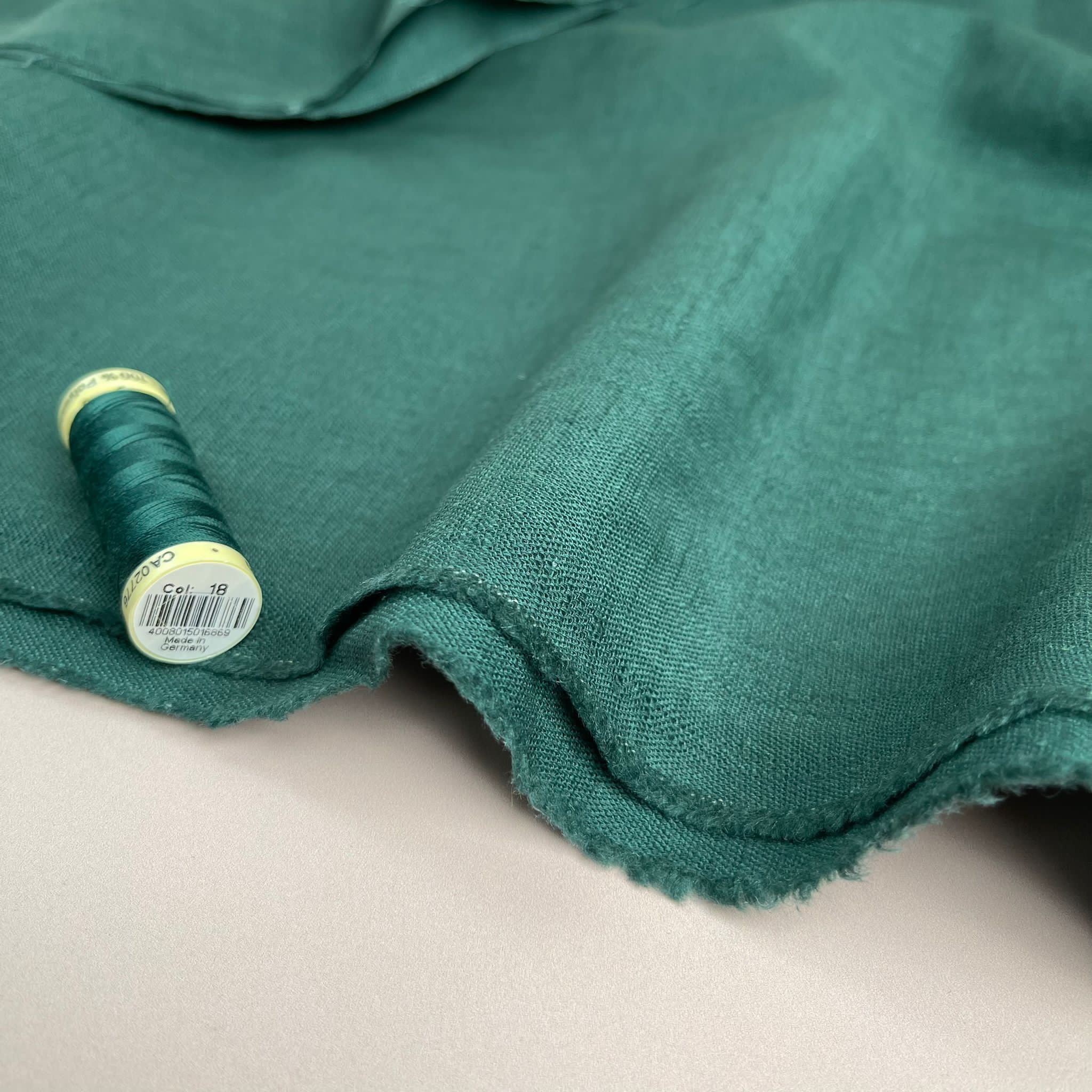 Breeze Forest Green - Enzyme Washed Pure Linen Fabric