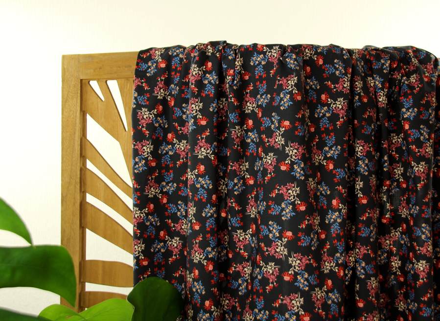 REMNANT 2.07 Metres - Atelier Jupe - Dried Flower Print Cotton-Stretch Fabric