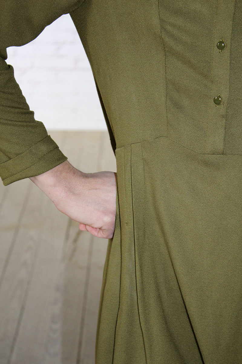 Églantine & Zoé - Khaki Viscose Crepe Fabric
