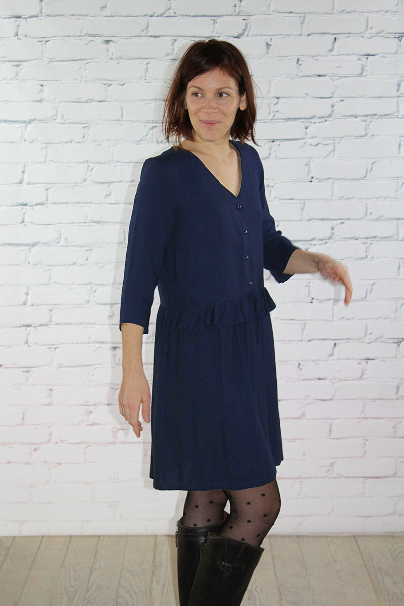 Églantine & Zoé - Navy Blue Viscose Crepe Fabric