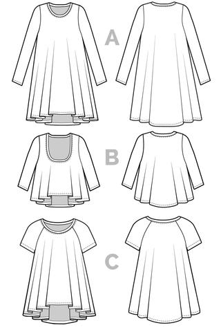 Closet Core - Ebony Knit Dress and T- Shirt Sewing Pattern