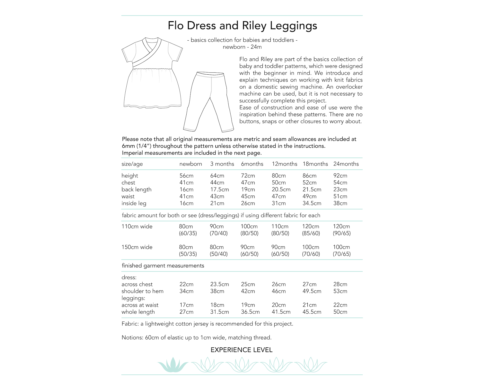 Dhurata Davies - Flow Dress and Riley Leggings (Newborn - 24 months) - Paper Sewing Pattern