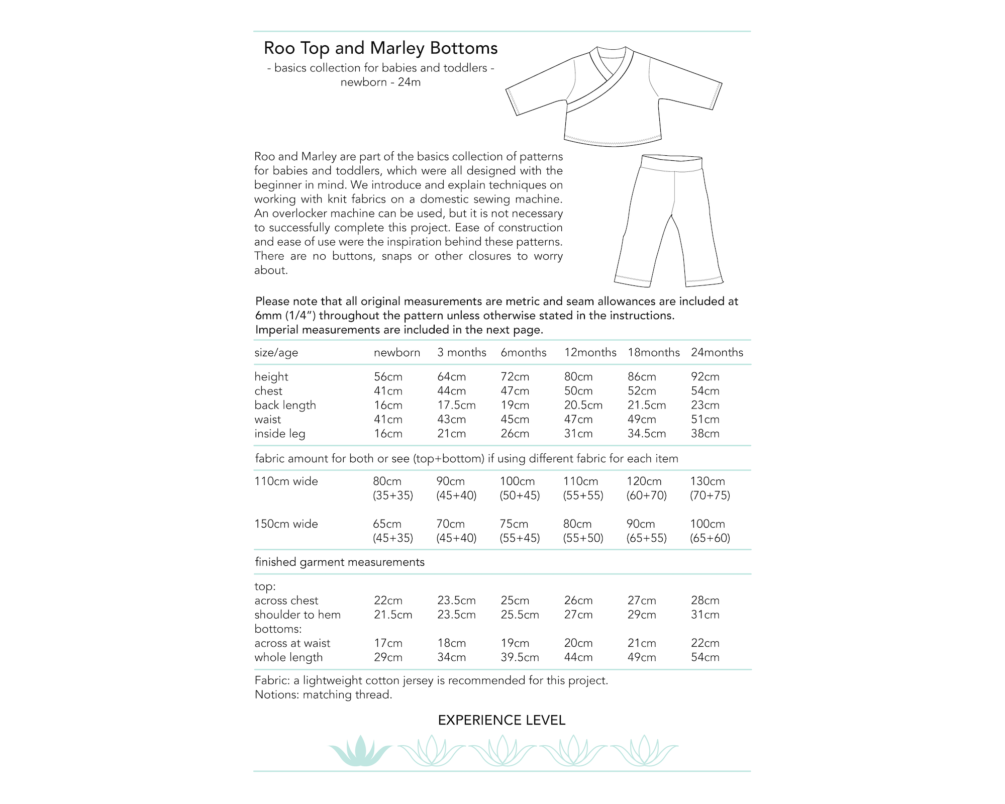 Dhurata Davies - Roo Top and Marley Bottoms (Newborn - 24 months) - Paper Sewing Pattern