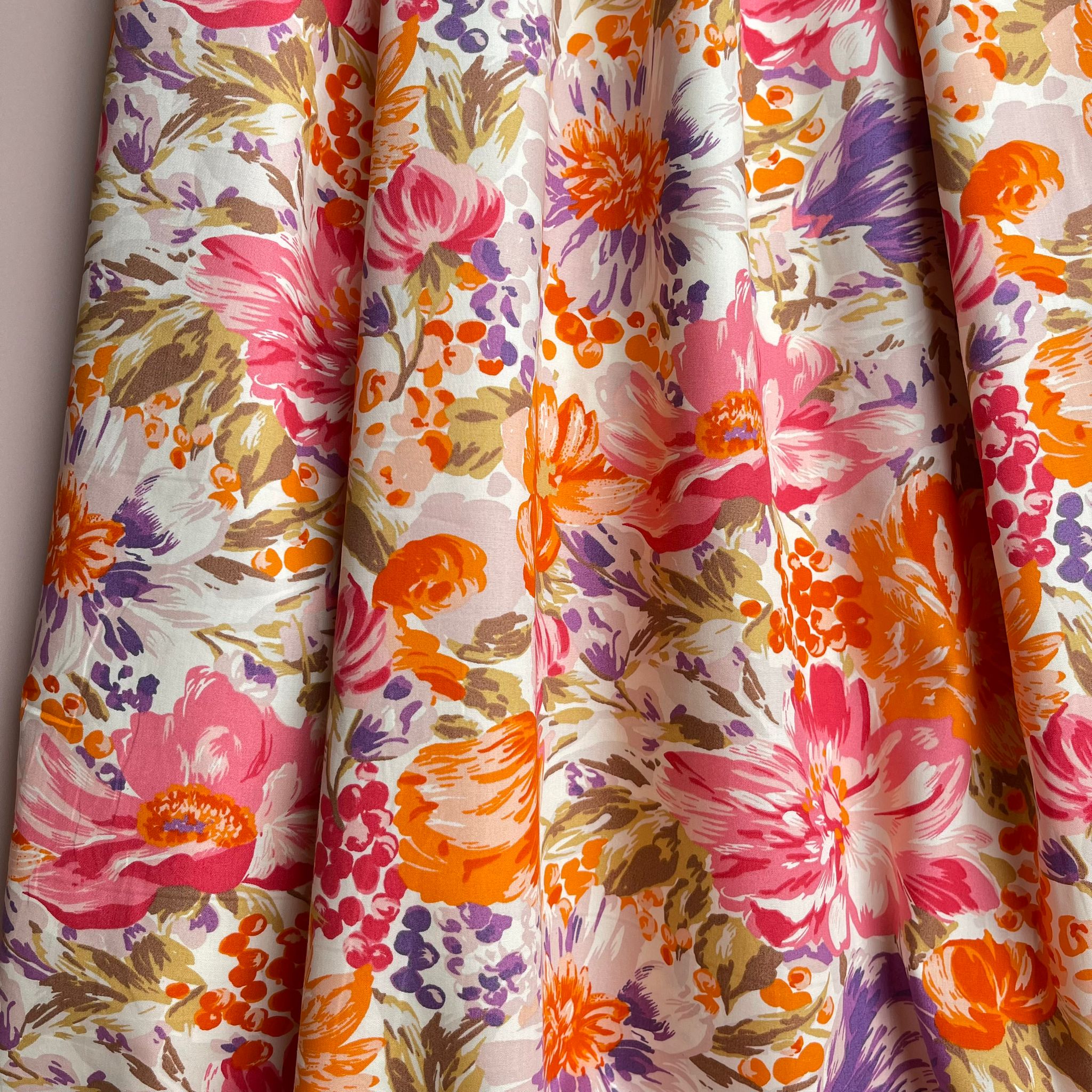 Watercolour Bouquet Cotton Poplin Fabric