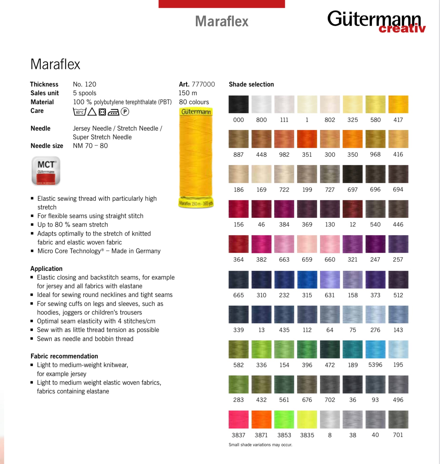 Add a matching Gutermann MARAFLEX Elastic Sewing Thread (for fabrics with stretch)