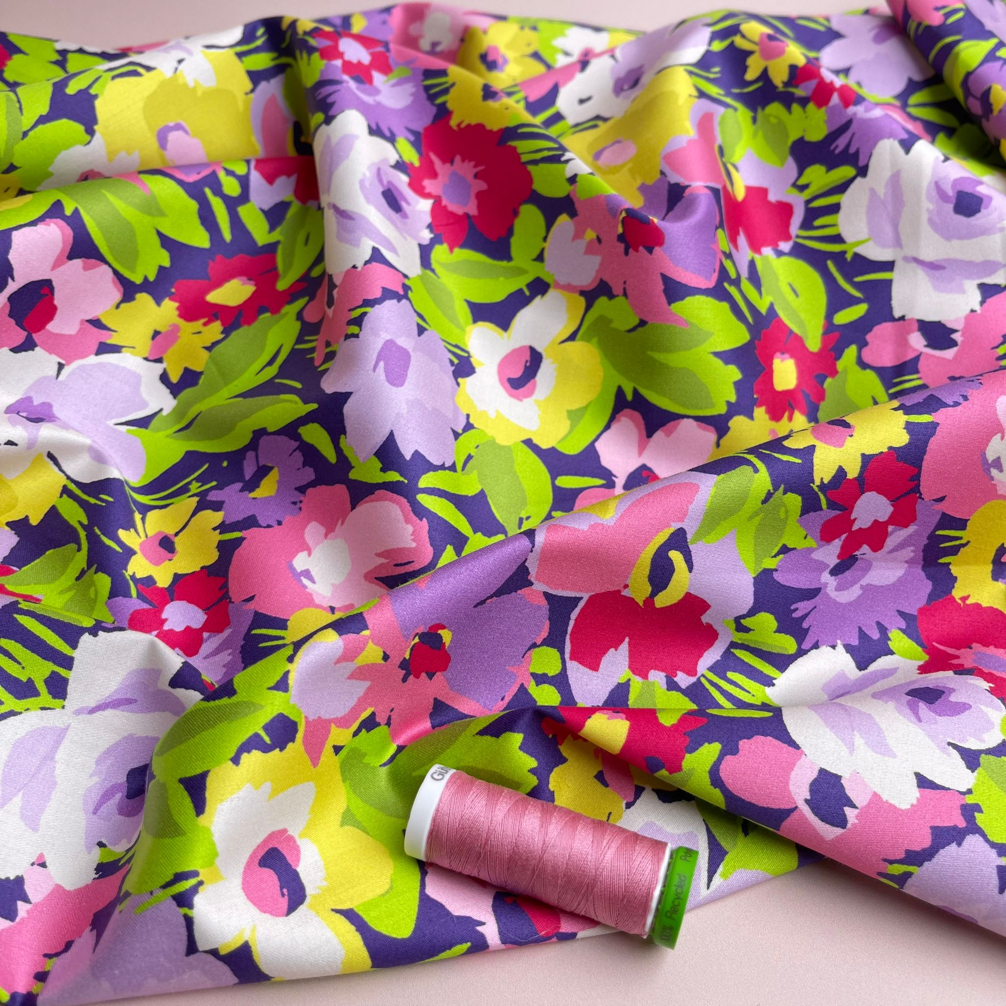 Spring Meadow Cotton Sateen Fabric