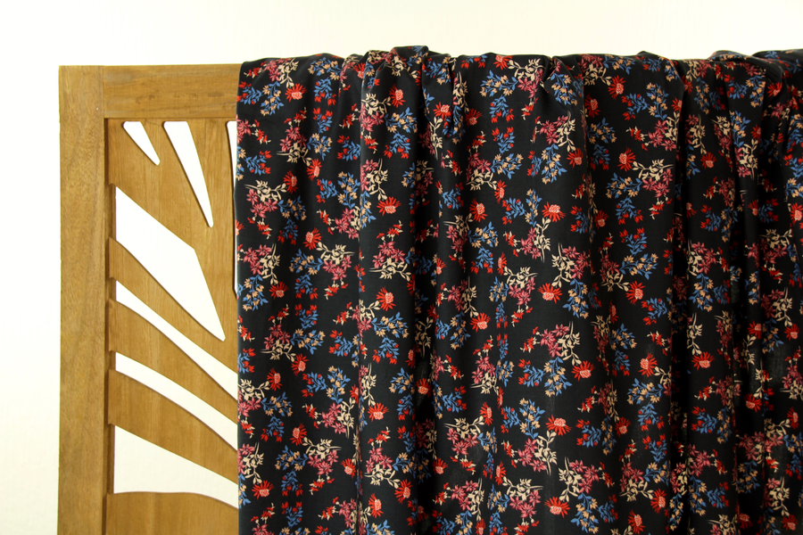 REMNANT 2.07 Metres - Atelier Jupe - Dried Flower Print Cotton-Stretch Fabric
