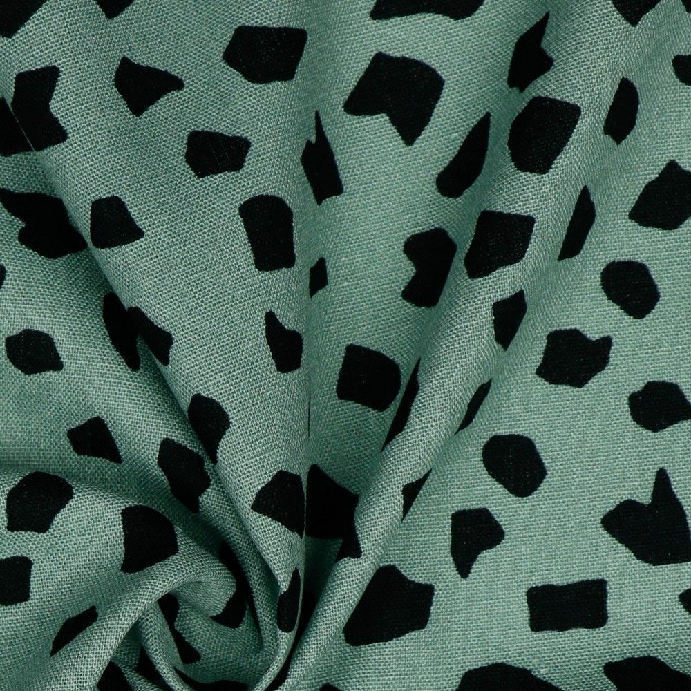 REMNANT 0.74 Metre - Terrazzo Mineral Green Linen Viscose Blend Fabric