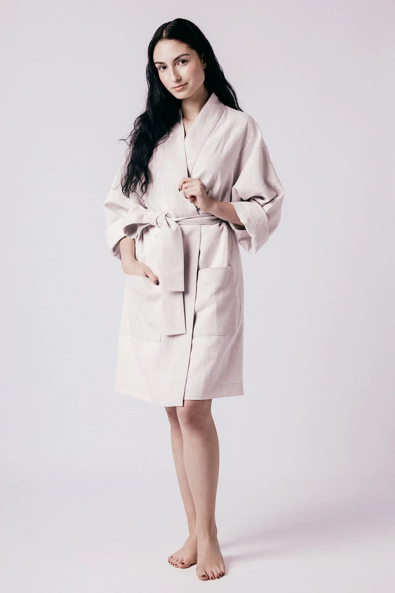 Sewing Kit - LAHJA Unisex Dressing Gown in Summer Stripes Viscose Sateen