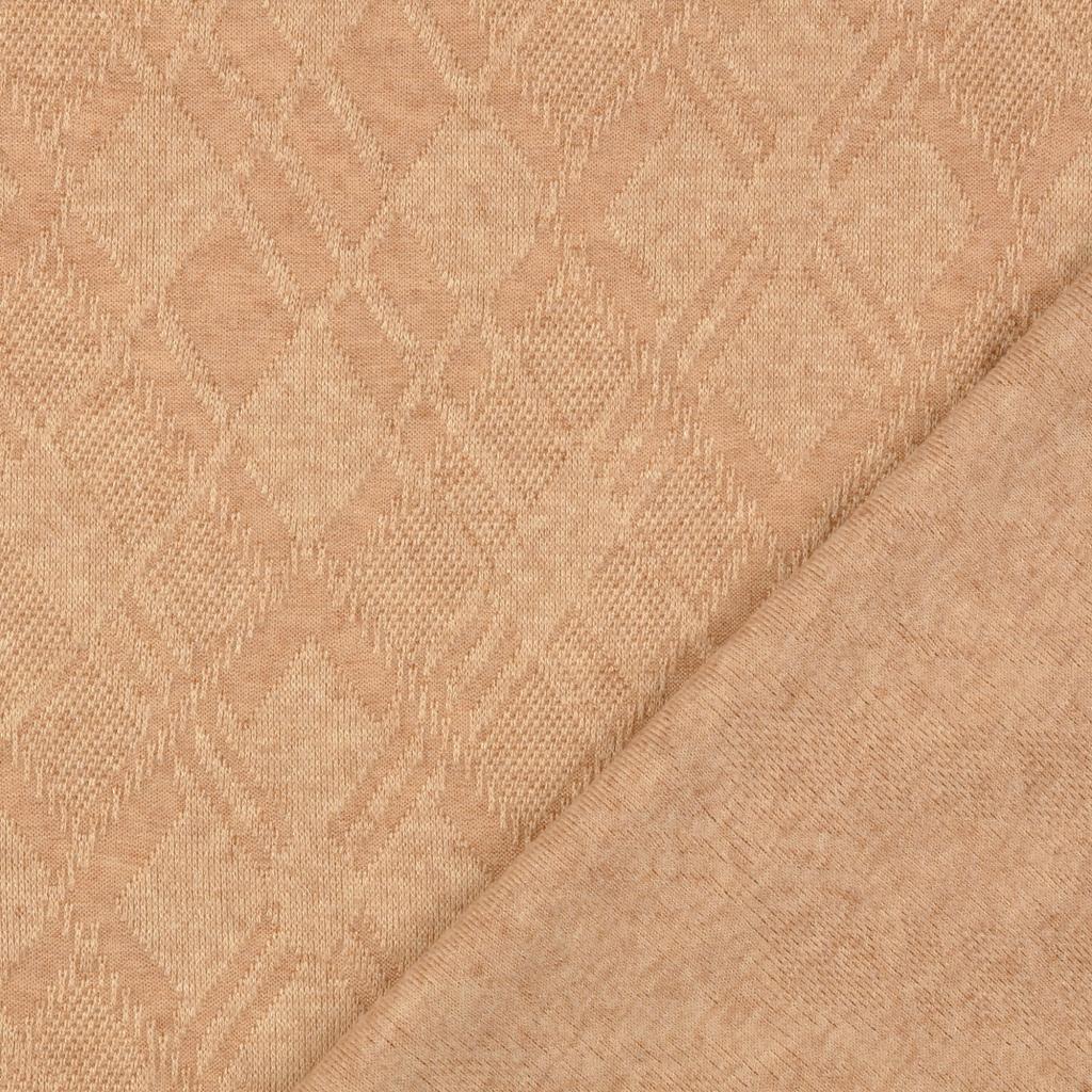 REMNANT 2.19 Metres - Diamond Jacquard Viscose Blend Knit Fabric in Soft Beige