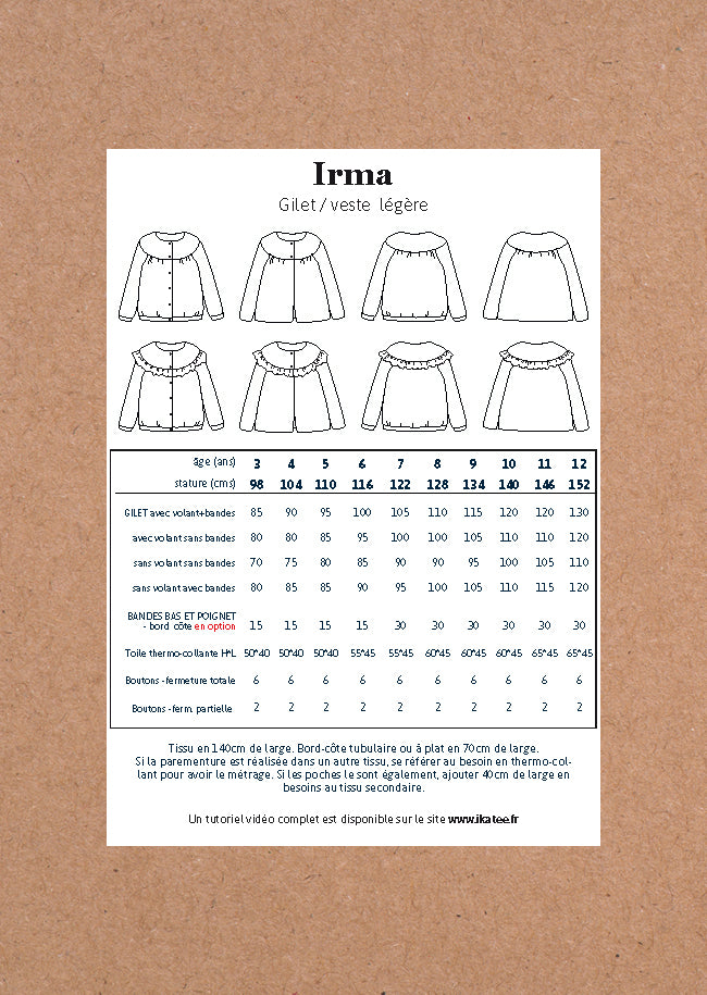 Ikatee - IRMA MUM Cardigan/ Vest Paper Sewing Pattern