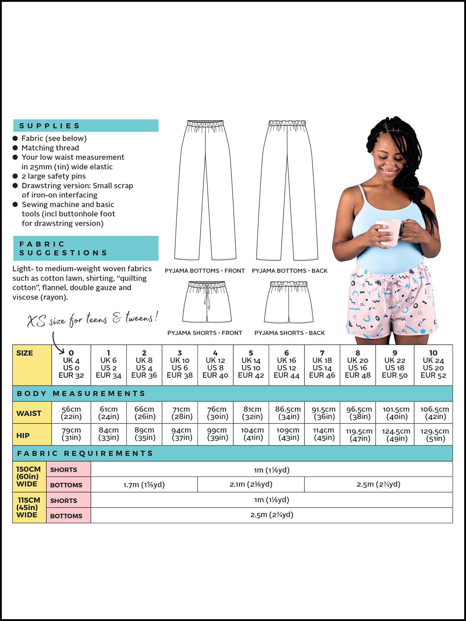 Tilly and the Buttons - Jaimie Pyjama Bottoms and Shorts Sewing Pattern