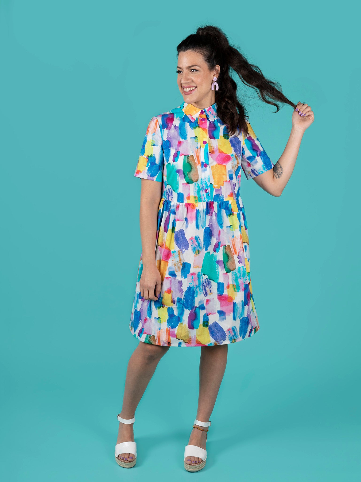 Sewing Kit - Lyra Shirt Dress in Mosaics Viscose (Multiple Colours)
