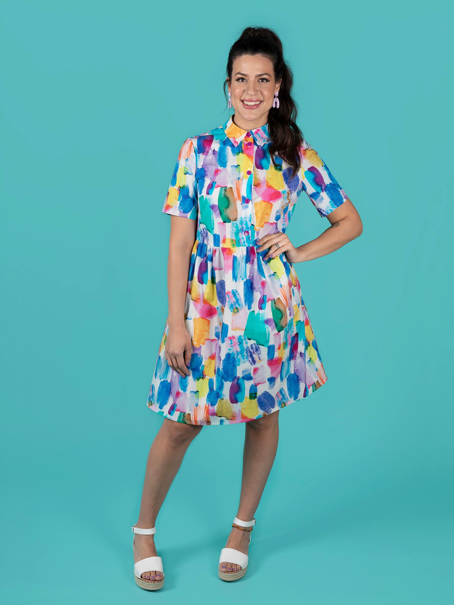 Sewing Kit - Lyra Shirt Dress in Mosaics Viscose (Multiple Colours)