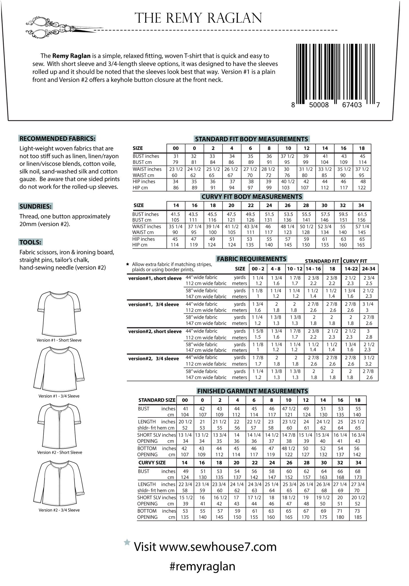 Sew House Seven - The Remy Raglan Sewing Pattern