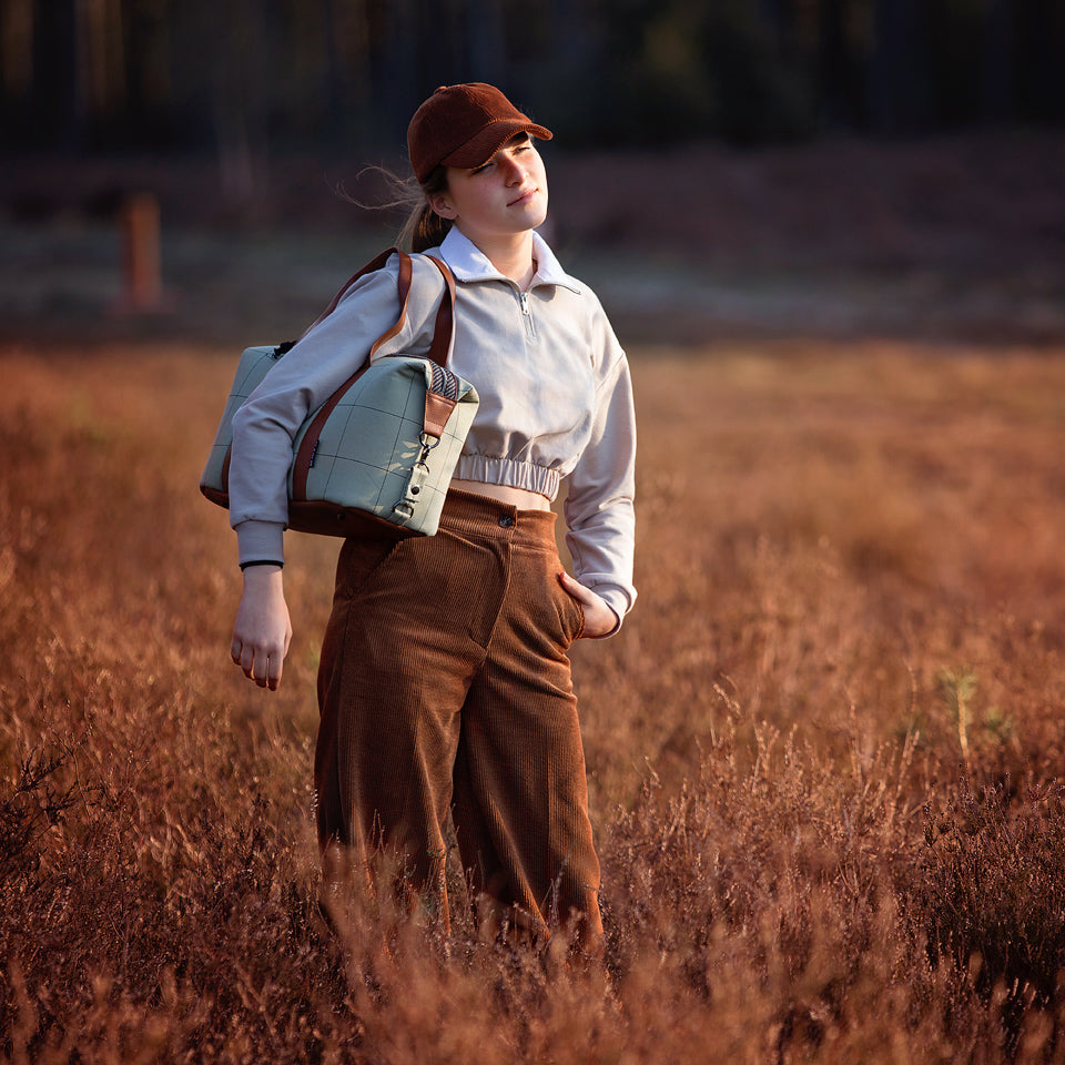 See You At Six - Thin Grid XL Tea Green Cotton Canvas Gabardine Twill