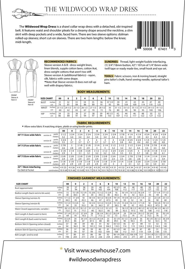 Sew House Seven - The Wildwood Wrap Dress Sewing Pattern 00-22